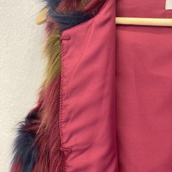 1.State Faux Fur Vest Multicolor Long Womens Small S Festival ASO Eliza Selfie - Picture 12 of 13
